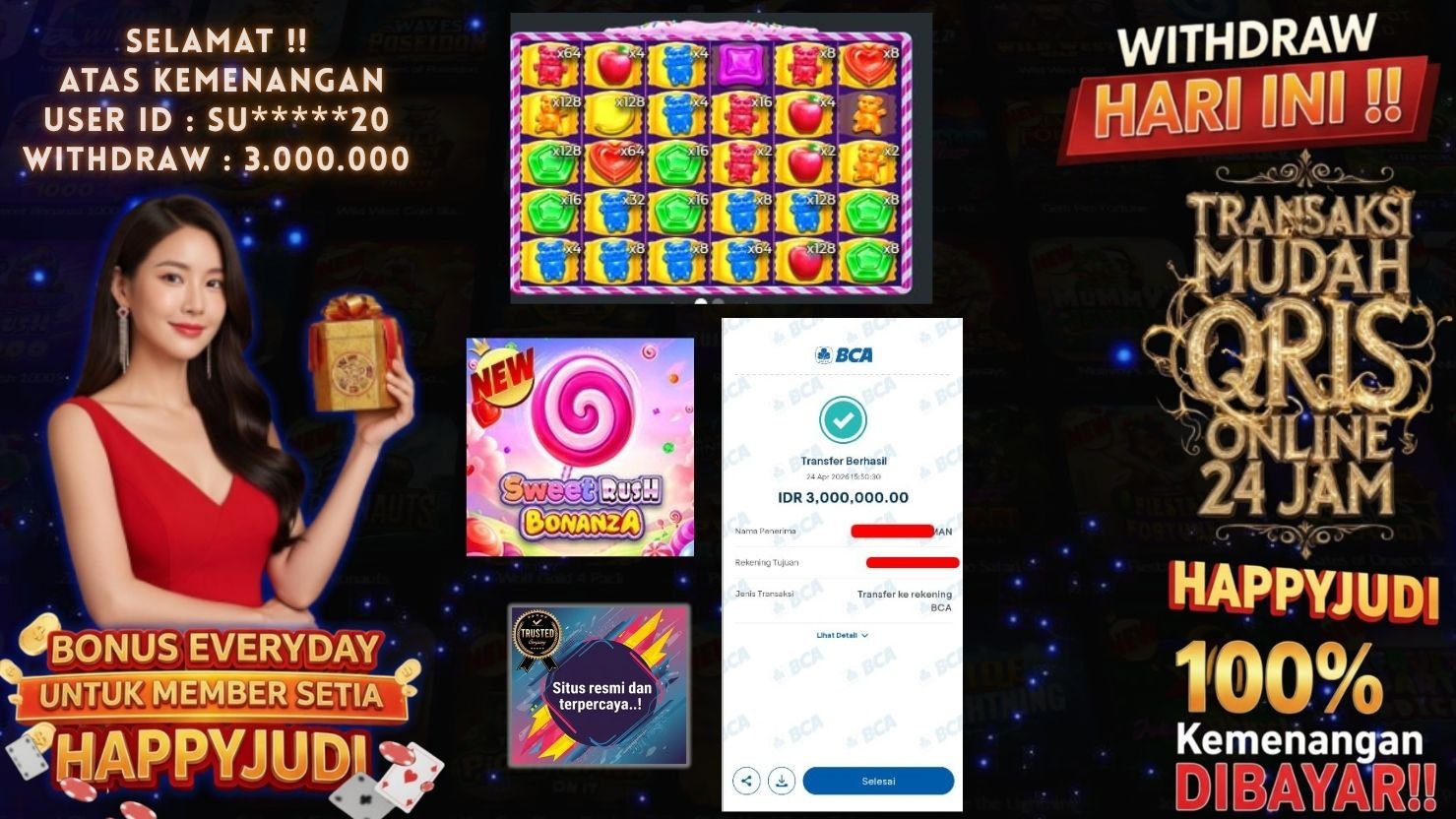 HAPPYJUDI JACKPOT SLOT SWEET RUSH BONANZA